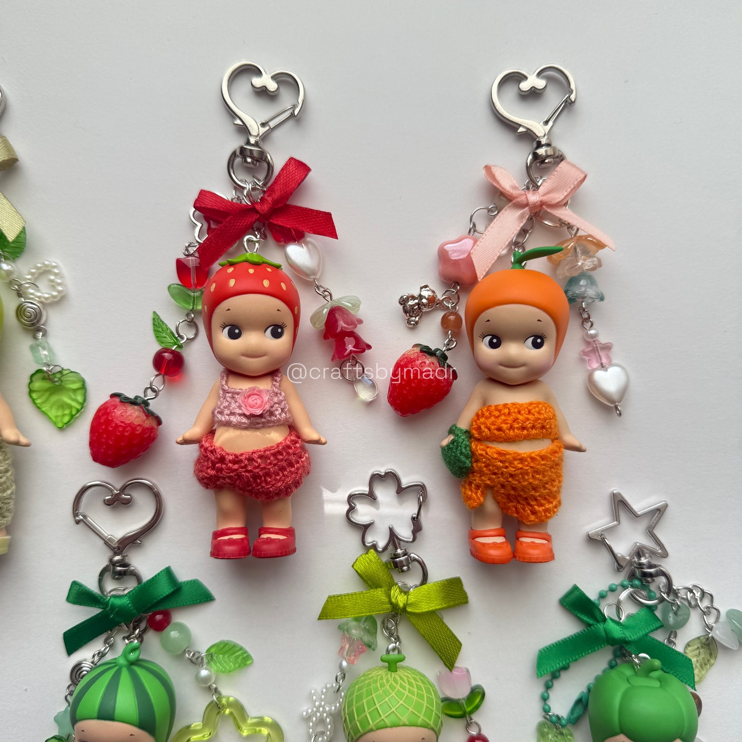 fruits and veggies crochet keychains