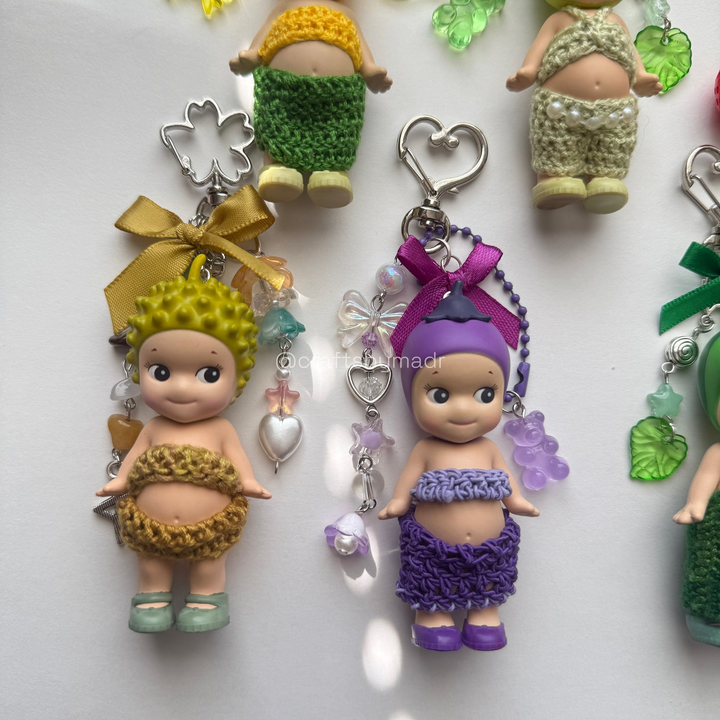 fruits and veggies crochet keychains