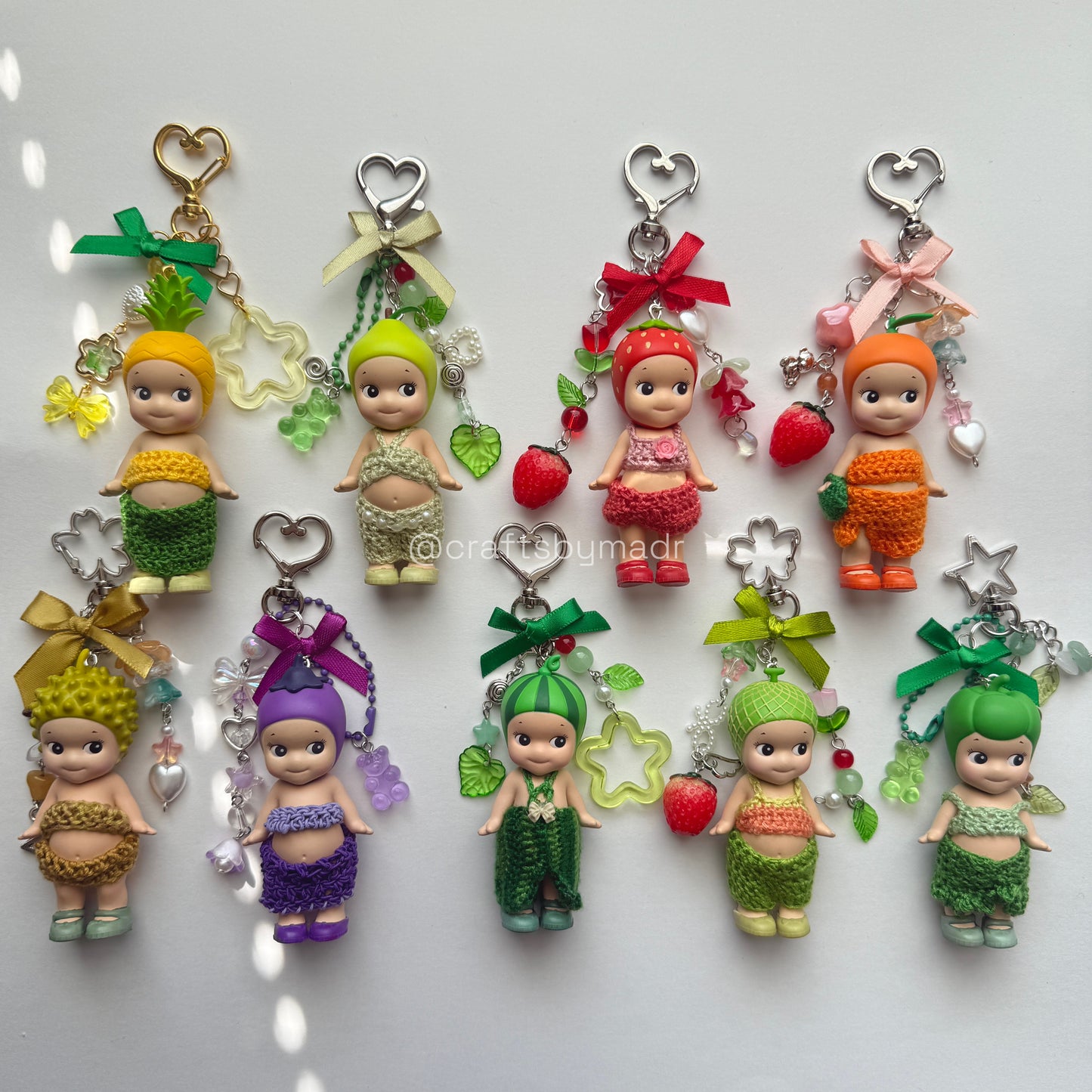 fruits and veggies crochet keychains