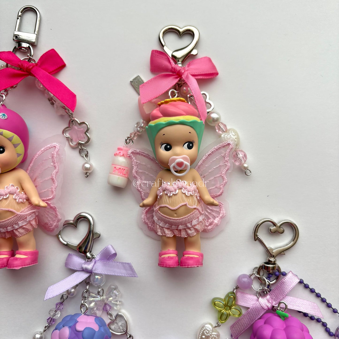 pink & purple sonny angel fairies keychains