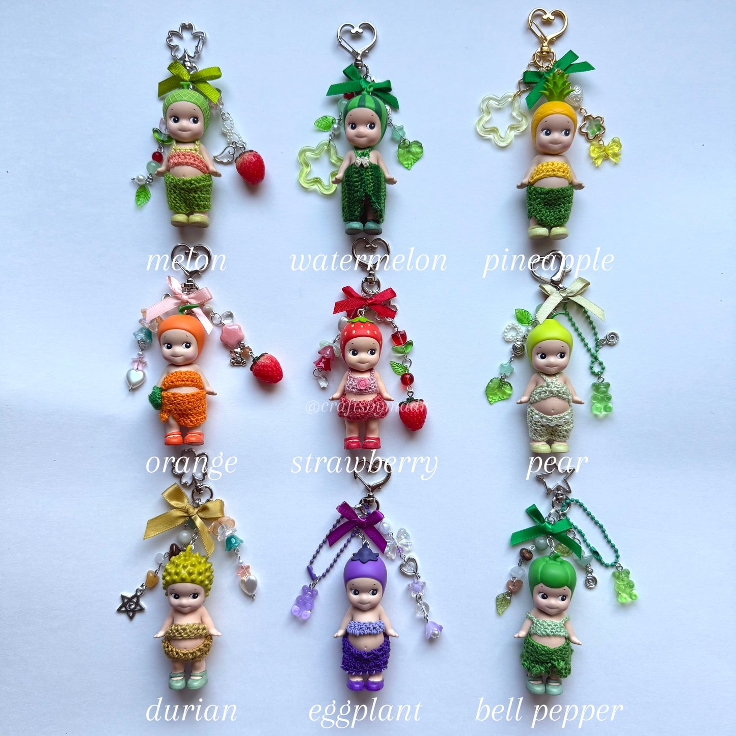 fruits and veggies crochet keychains