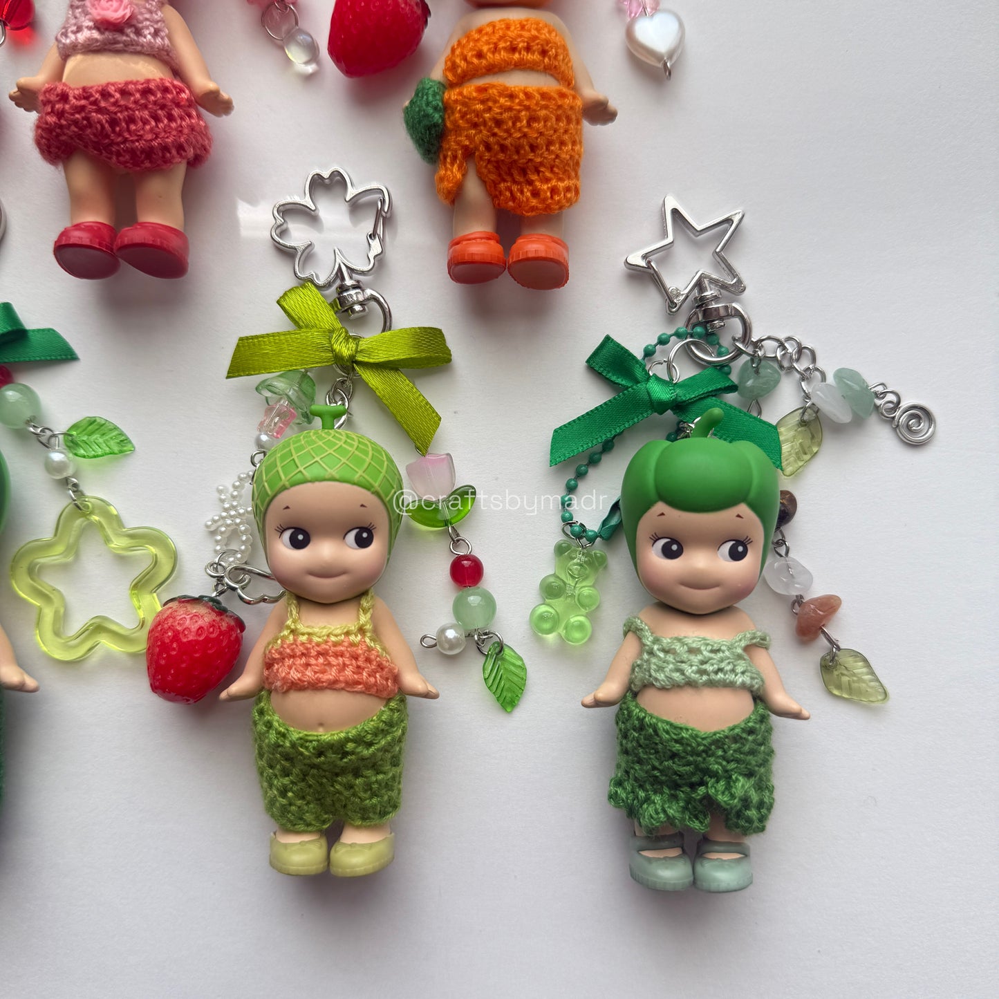 fruits and veggies crochet keychains