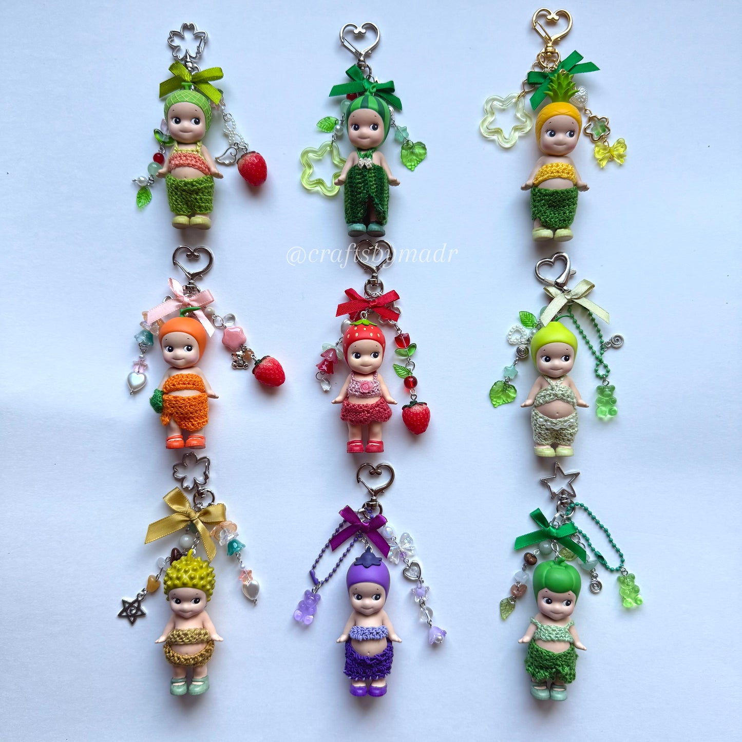 fruits and veggies crochet keychains