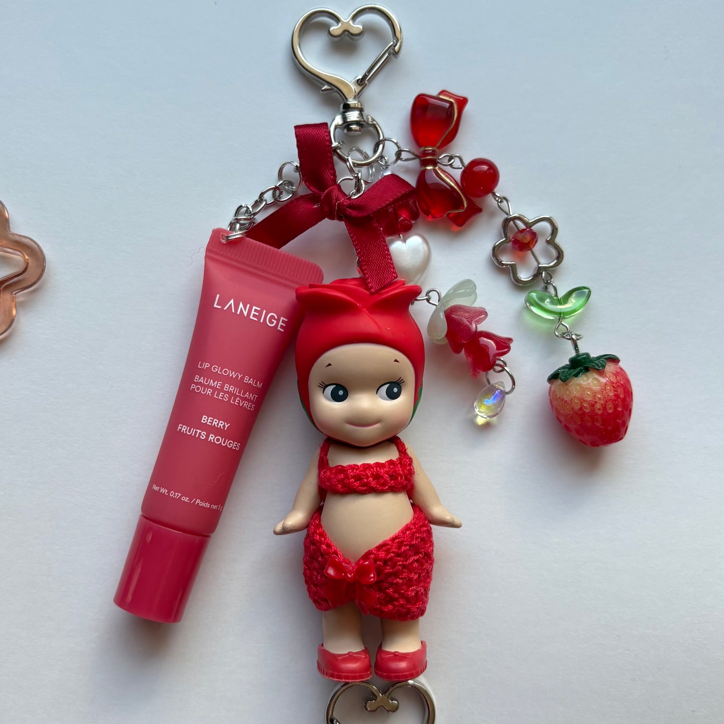 sonny angel keychains x crochet outfits and mini laneige lip balms